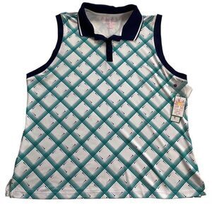 LILLIE GREEN WOMEN’S XLARGE Rib Trim Sleeveless Polo Shirt